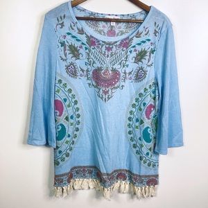 Rebecca Malone Boho Fringe Blouse